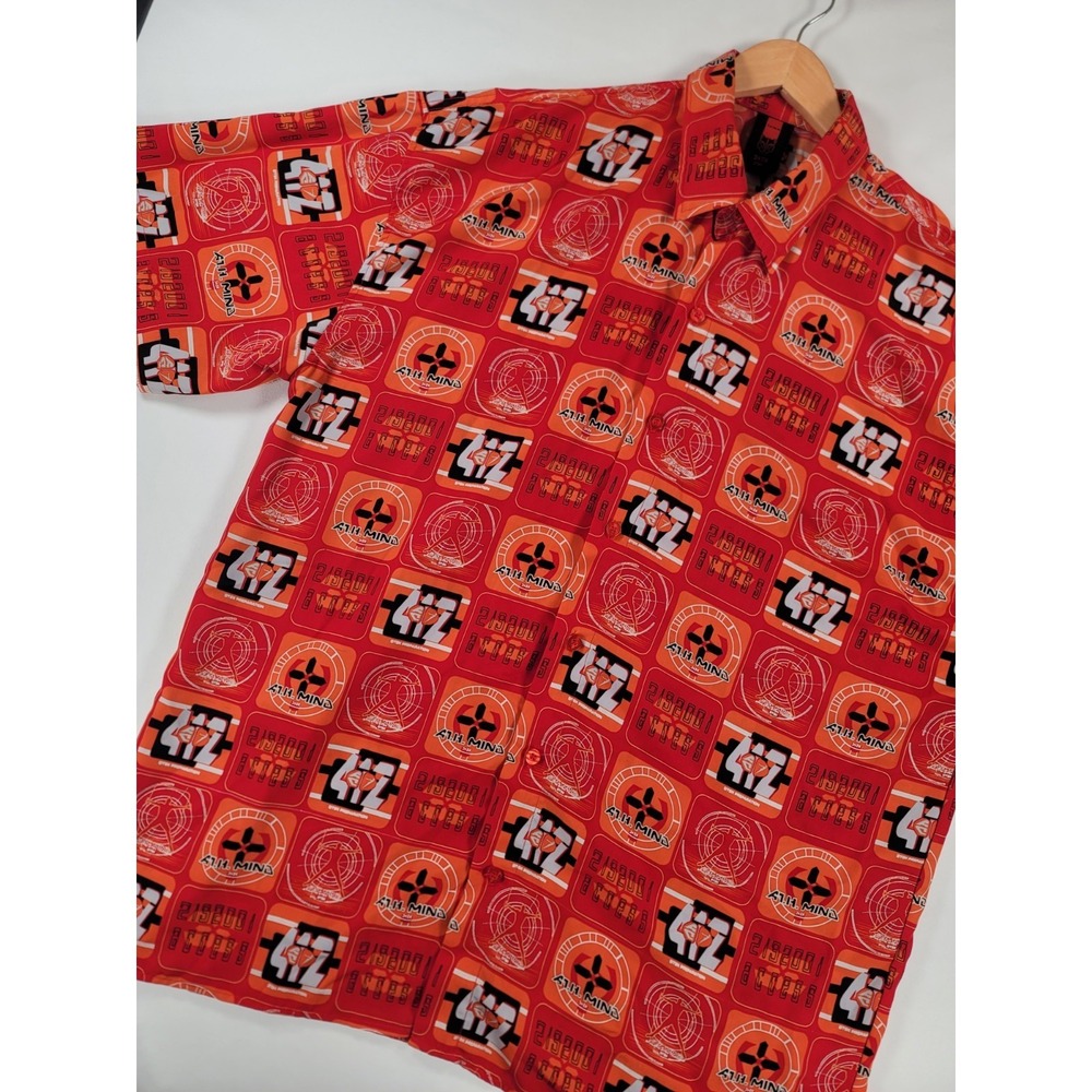 Taiga 4.11 Mind Graphic Button Shirt Y2K Cyberpunk Orange 2XL